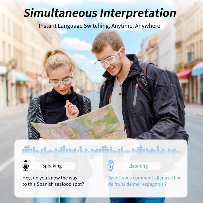 Vitomas Smart Glasses, AI Bluetooth Glasses for Women/Men with 144 Language Instant Translation & Interpretation, Blue Light Filtering Photochromic Transition Lenses, Touch Control and Voice Control - Image 5